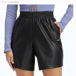 Fabulatics Vegan Leather Shorts – Black – Women’s